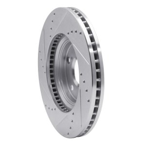 Lexus ES300 Brake Rotor (1) - Front Right - R1 Concepts - Drilled & Slotted - Silver - `99-`07
